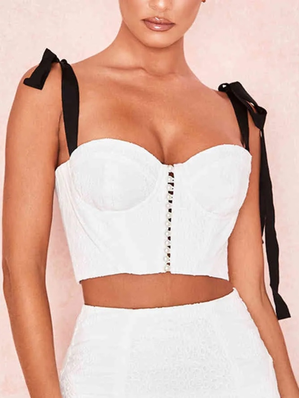 House of CB white lace pearl croptop RARE